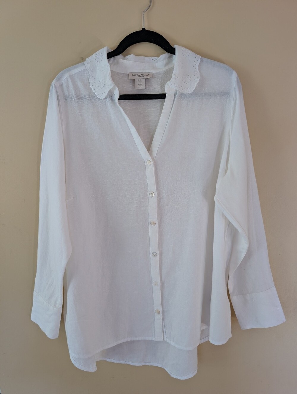 NWOT Laura Ashley White Eyelet Collar Button-Down Shirt